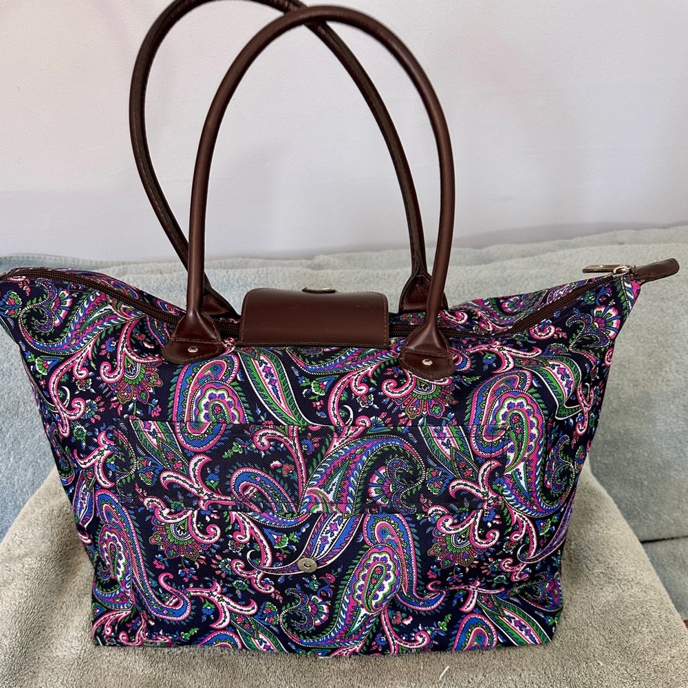 Chaps Paisley Tote in Pink, Purple, Green and Brown - Picture 2 of 6
